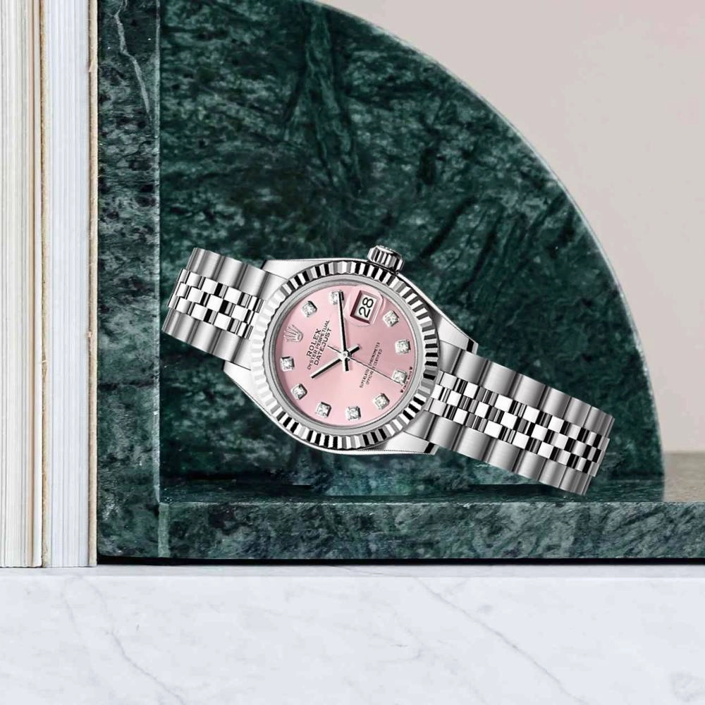 Rolex Lady-Datejust 28mm - Ref: 279174-0003 - Pink Diamond Dial, Stainless Steel Jubilee Bracelet Women's Watch