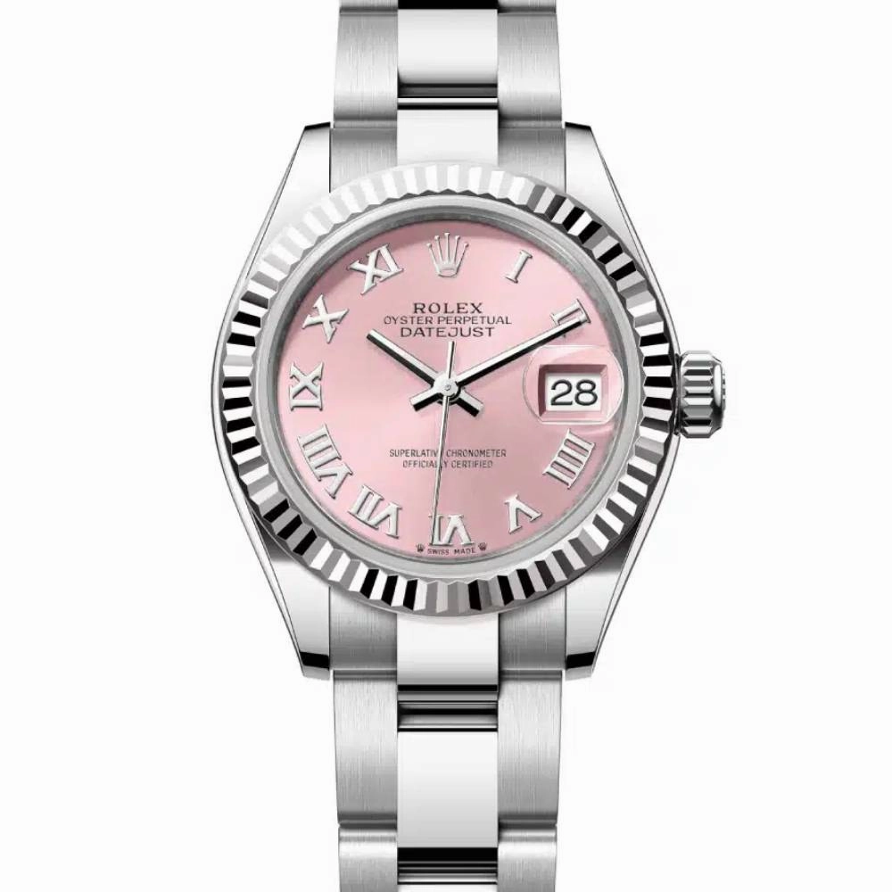 Rolex Lady-Datejust 28mm - Ref: 279174-0018 - Pink Roman Dial, Stainless Steel Oyster Bracelet Women's Watch