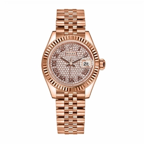 Rolex Lady Datejust 28mm - Ref: 279175-0024 - Diamond Pave Dial, 18K Rose Gold Jubilee Bracelet Women's Watch