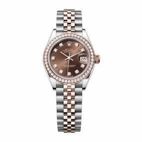 Rolex Lady-Datejust 28mm - Ref: 279381rbr-0011 - Chocolate Diamond Dial & Diamond Bezel, Two Tone Stainless Steel & 18K Rose Gold Jubilee Bracelet Women's Watch