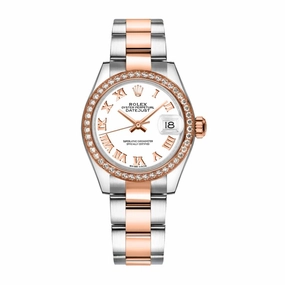 Rolex Lady-Datejust 28mm - Ref: 279381rbr-0022 - White Roman Dial & Diamond Bezel, Two Tone Stainless Steel & 18K Rose Gold Oyster Bracelet Women's Watch