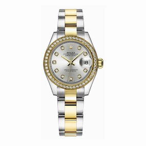 Rolex Lady-Datejust 28mm - Ref: 279383rbr-0008 - Silver Diamond Dial & Diamond Bezel, Two Tone Stainless Steel & 18K Yellow Gold Oyster Bracelet Women's Watch