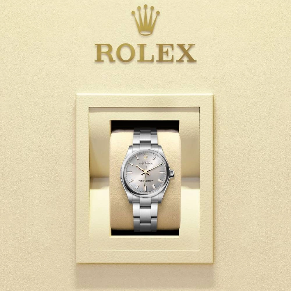 Rolex Oyster Perpetual 28mm - Ref: 276200-0001 - Silver Stick Dial, Stainless Steel Oyster Bracelet Women's Watch