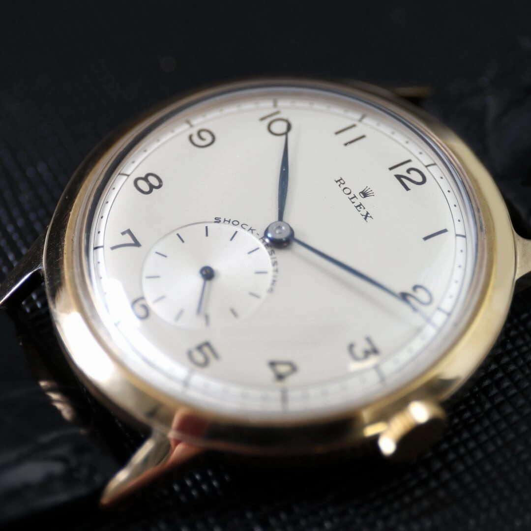 Rolex Shock Resisting 9k Gold, 1960 Vintage Dress Watch