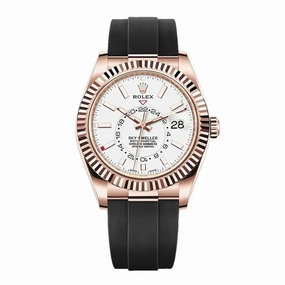 Rolex Sky-Dweller 42mm - Ref: 326235-0004 - Intense White Stick Dial & 18K Rose Gold Case, Black Oysterflex Bracelet Watch