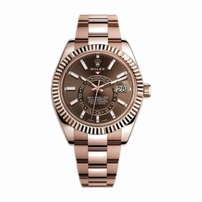 Rolex Sky-Dweller 42mm - Ref: 326935-0006 - Chocolate Stick Dial, 18K Rose Gold Oyster Bracelet Watch