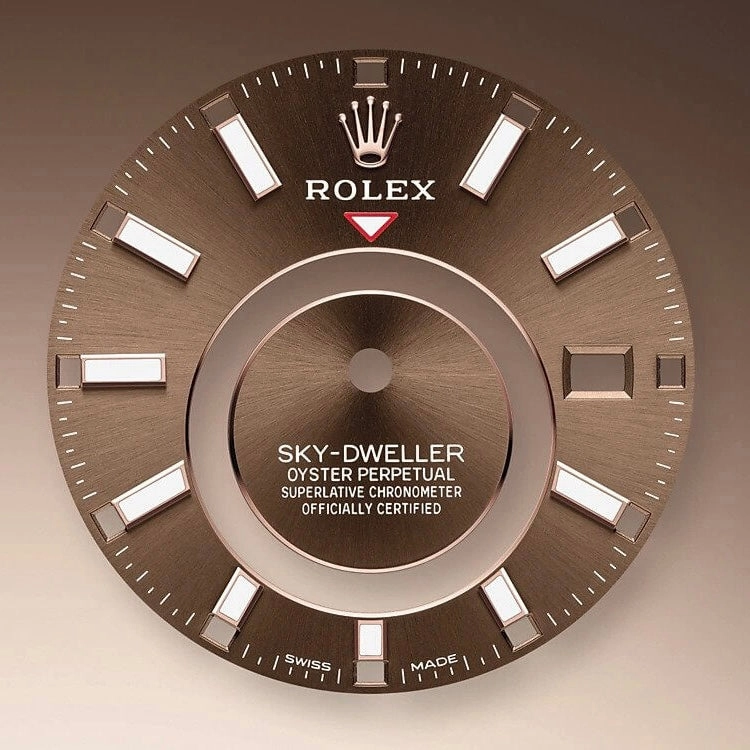 Rolex Sky-Dweller 42mm - Ref: 326935-0006 - Chocolate Stick Dial, 18K Rose Gold Oyster Bracelet Watch