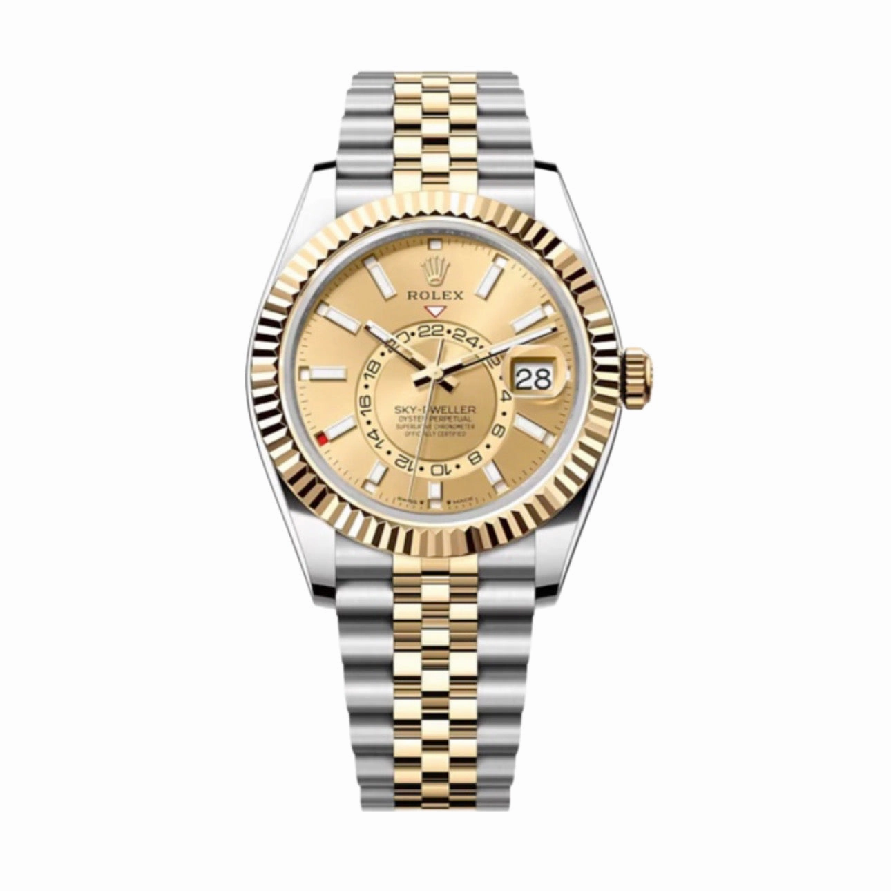 Rolex Sky-Dweller 42mm - Ref: 336933 - Champagne Stick Dial, Two Tone Stainless Steel & 18K Yellow Gold Jubilee Bracelet Watch