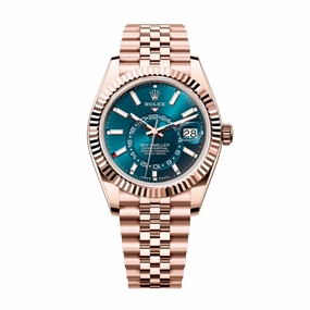 Rolex Sky-Dweller 42mm - Ref: 336935-0005 - Blue-Green Stick Dial, 18K Rose Gold Jubilee Bracelet Watch