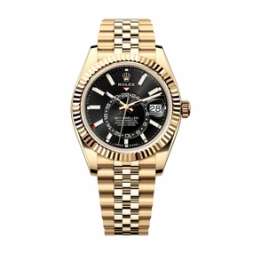 Rolex Sky-Dweller 42mm - Ref: 336938-0005 - Bright Black Stick Dial, 18K Yellow Gold Jubilee Bracelet Watch