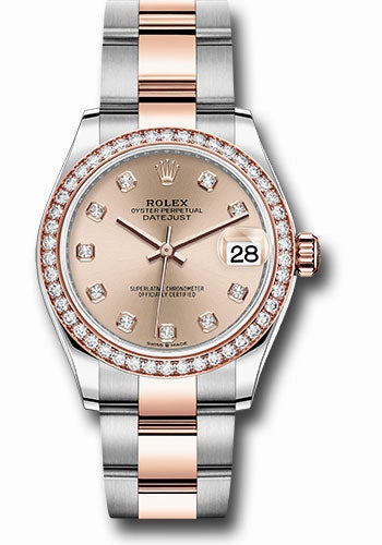 Rolex Steel and Everose Gold Datejust 31 Watch - 46 Diamond Bezel - Ros Diamond Dial - Oyster Bracelet 278381RBR rodo
