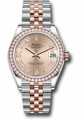 Rolex Steel and Everose Gold Datejust 31 Watch - 46 Diamond Bezel - Ros Roman Dial - Jubilee Bracelet 278381RBR rorj