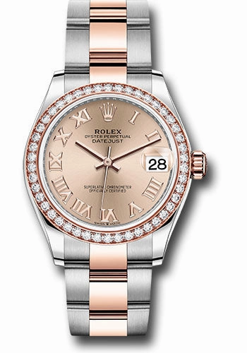 Rolex Steel and Everose Gold Datejust 31 Watch - 46 Diamond Bezel - Ros Roman Dial - Oyster Bracelet 278381RBR roro