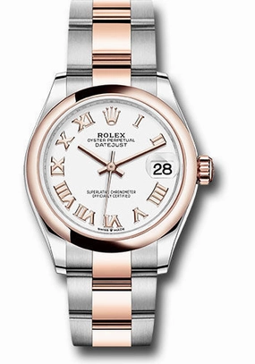 Rolex Steel and Everose Gold Datejust 31 Watch - Domed Bezel - Ros Index Dial - Oyster Bracelet 278241 wro