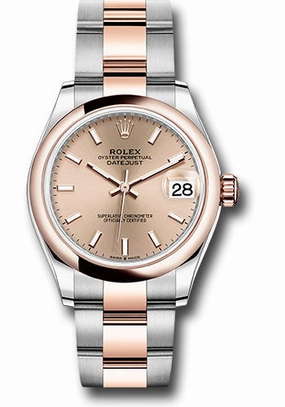 Rolex Steel and Everose Gold Datejust 31 Watch - Domed Bezel - Ros Roman Dial - Oyster Bracelet 278241 roio