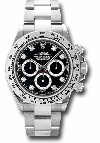 Rolex White Gold Cosmograph Daytona 40 Watch - Black Diamond Dial - 116509 bkd