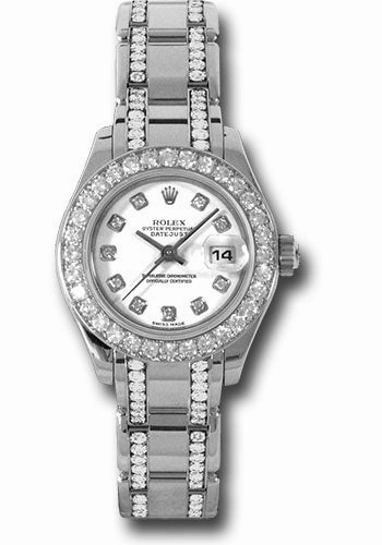 Rolex White Gold Lady-Datejust Pearlmaster 29 Watch - 32 Diamond Bezel - White Diamond Dial - 80299.74949 wd