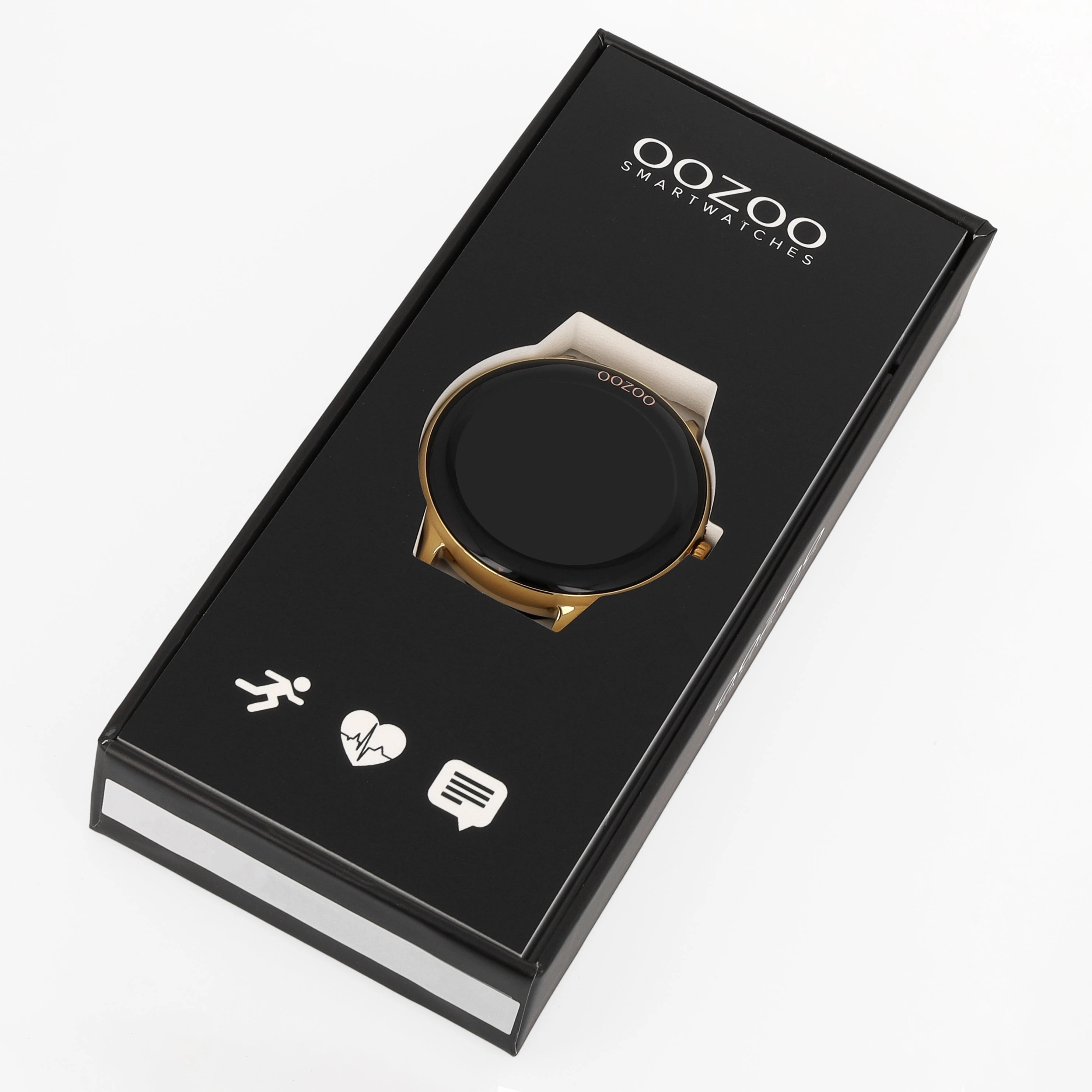 Rose gold coloured OOZOO smartwatch with rose gold coloured metal mesh bracelet - Q00138