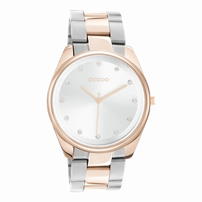 Rose gold coloured OOZOO watch with silver coloured/rose gold stainless steel bracelet - C10964