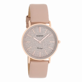 Rose gold coloured OOZOO watch with soft pink leather strap - C20206