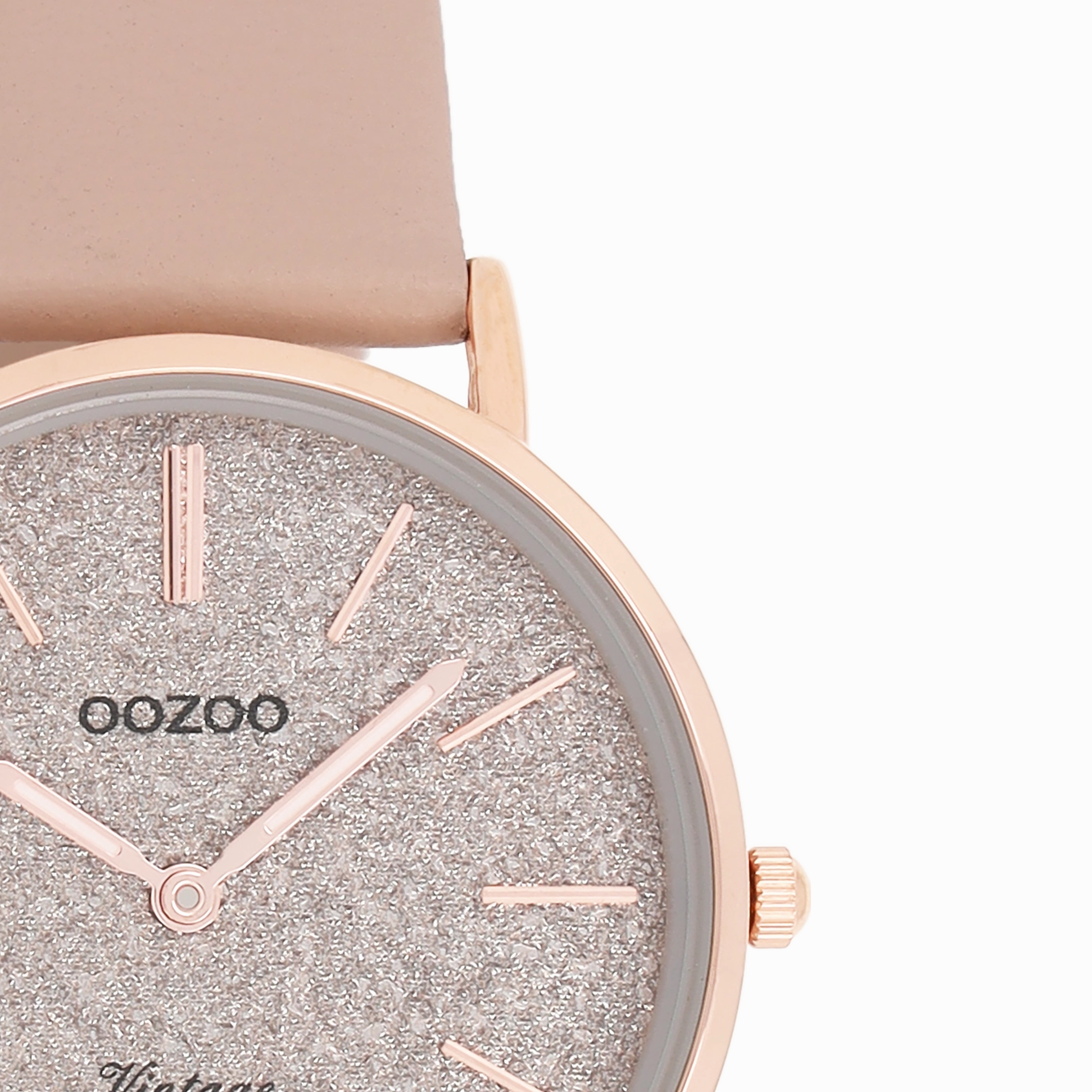 Rose gold coloured OOZOO watch with soft pink leather strap - C20206