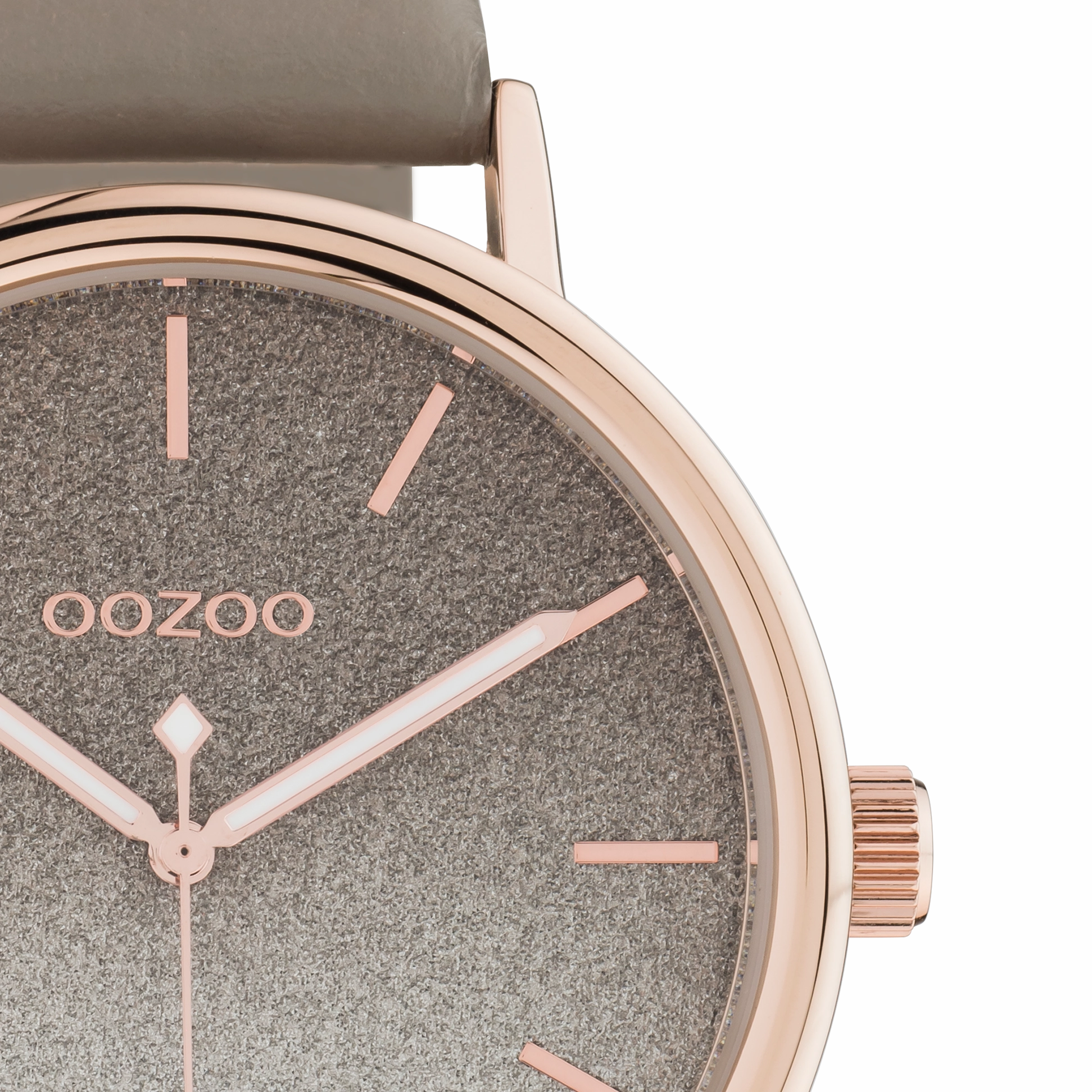 Rose gold coloured OOZOO watch with taupe leather strap - C10937