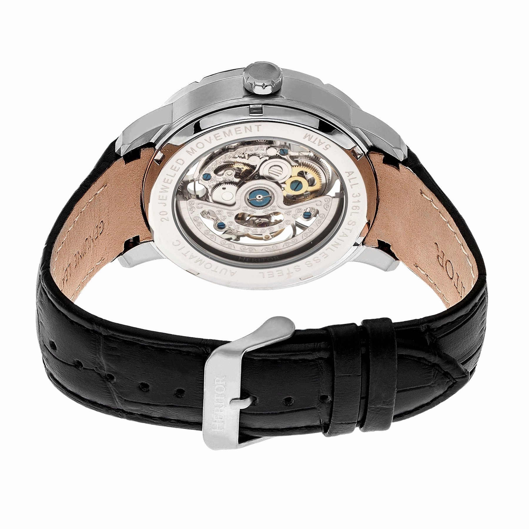 Ryder Skeleton Leather-Band Watch
