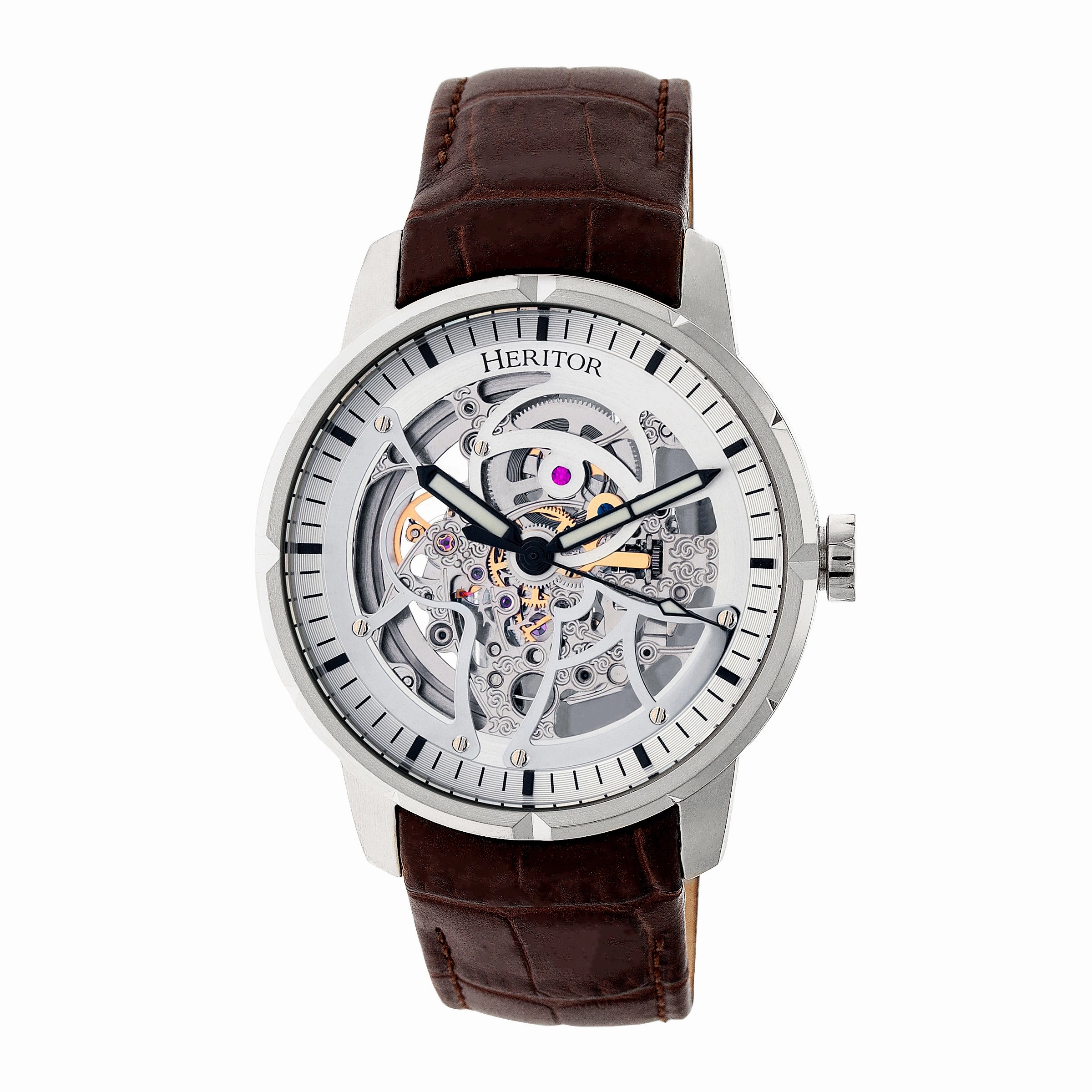 Ryder Skeleton Leather-Band Watch