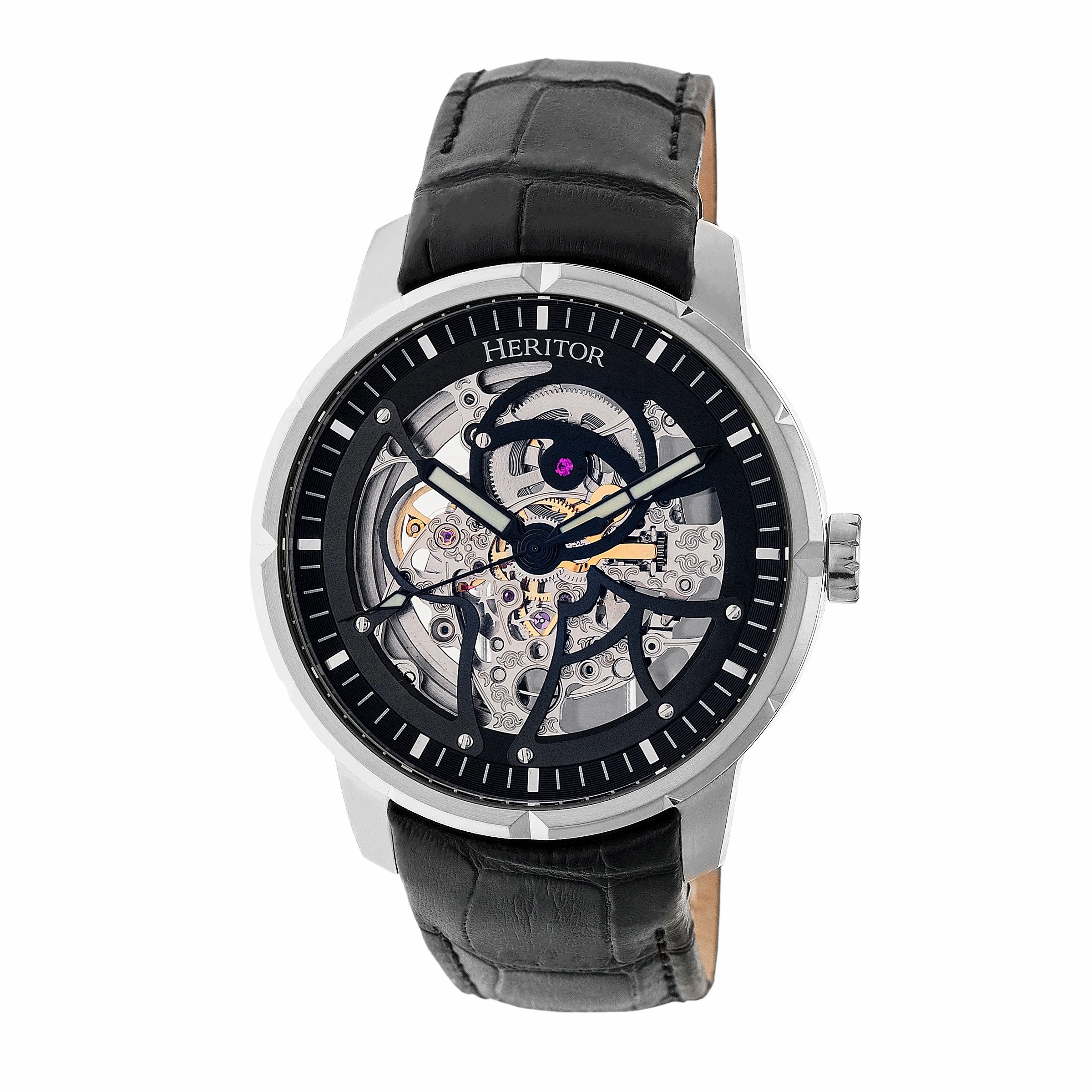 Ryder Skeleton Leather-Band Watch