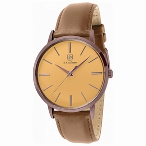 S. Coifman Men's Watch - Quartz Brown Case Gold Tone Dial Leather Strap | SC0484