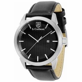 S. Coifman Men's Watch - Quartz Silver Tone Case Black Dial Leather Strap | SC0497
