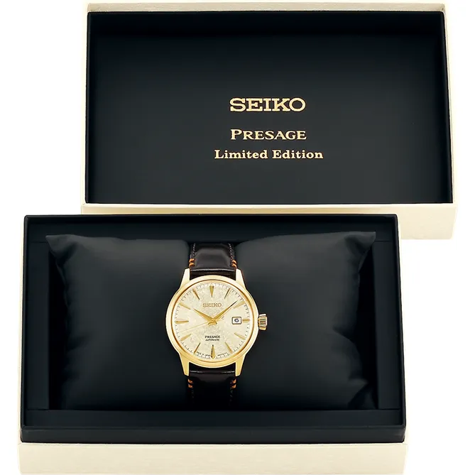 Seiko Presage Limited Edition Gold Face Watch SRPH78J