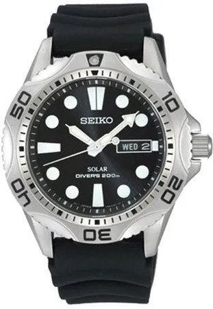 Seiko Solar Quartz Dive Black Sne107P2 - Mens Watch
