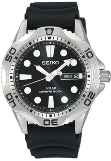 Seiko Solar Quartz Dive Black Sne107P2 - Mens Watch