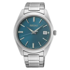 Seiko Stainless Steel Sapphire Quartz Blue Dial Watch SUR525P