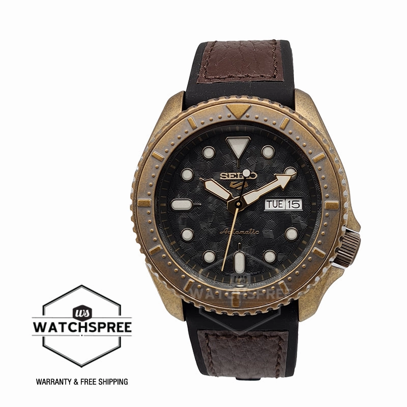 Seiko 5 Sports Automatic Black and Brown Calfskin   Silicone Strap Watch SRPE80K1 (LOCAL BUYERS ONLY)
