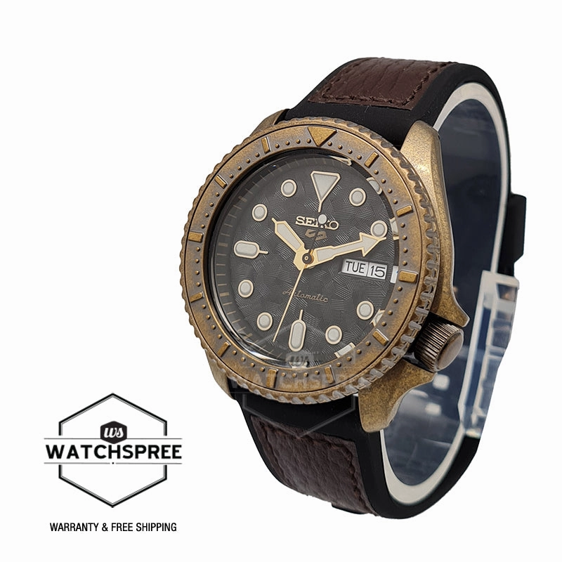 Seiko 5 Sports Automatic Black and Brown Calfskin   Silicone Strap Watch SRPE80K1 (LOCAL BUYERS ONLY)