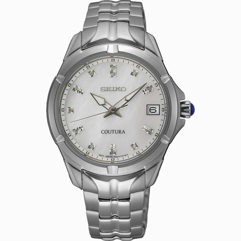 Seiko Coutura Analogue Mother of Pearl Dial Stainless Steel Watch SUR593P
