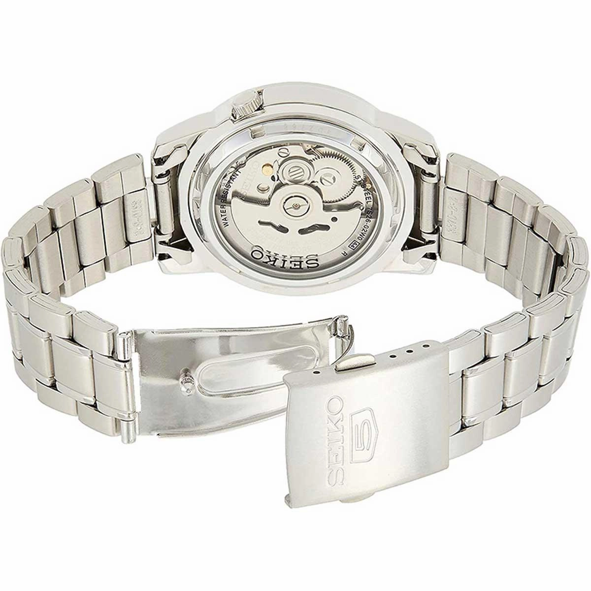 Seiko Men's Automatic Watch - 5 Sports Black and Red Silver Tone Bracelet | SNKK31K1