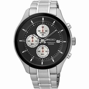 Seiko Men's Chronograph Watch - Neo Sports Black and Silver Dial Bracelet | SKS545P1