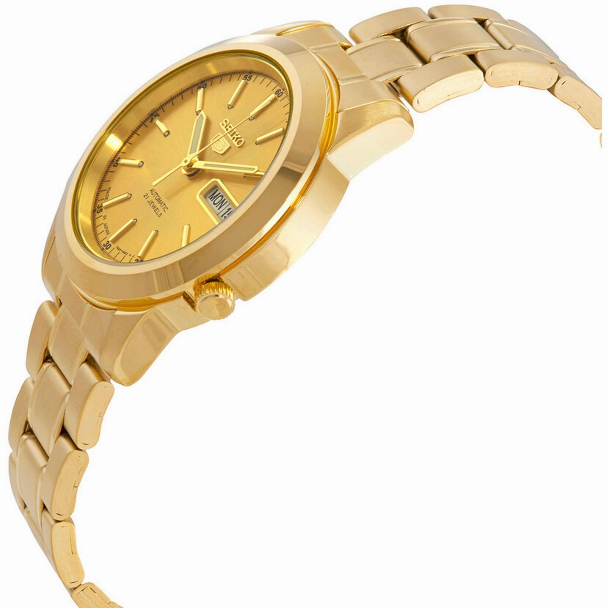 Seiko Men's Watch - Series 5 Automatic Champagne Dial Yellow Gold Steel | SNKE56J1