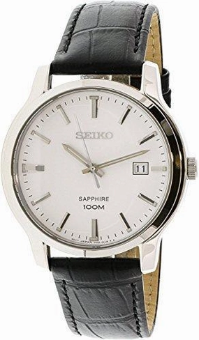 Seiko SGEH43P1 Men's Neo Classic White Dial Leather Strap Watch