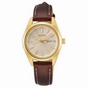 Seiko SUR456P1 gold-tone stainless steel case is 30 mm women's quartz watch