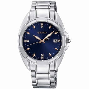 Seiko Women's Diamond Watch - Mallisto Blue Dial Silver Tone Bracelet | SKK889P1