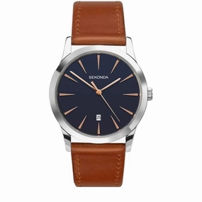 Sekonda Mens Black Leather Strap Watch 1559