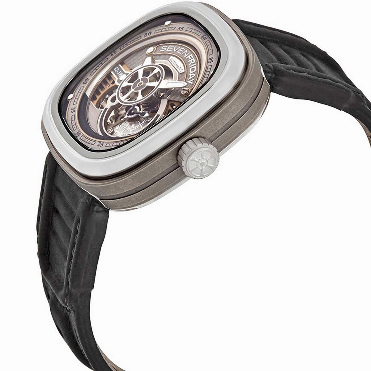 SevenFriday Men's Watch - S-Series Silver and Grey Dial Power Reserve Strap | S2-01