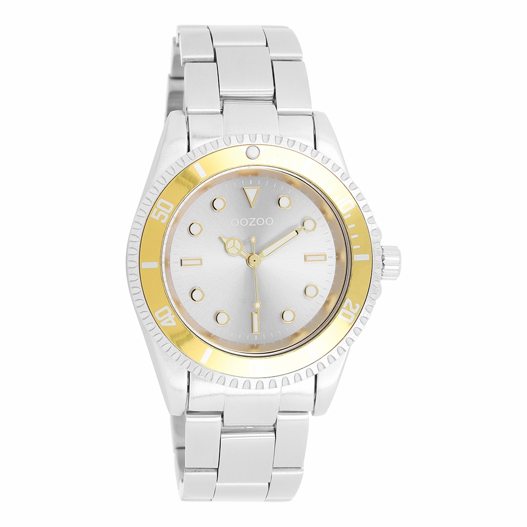 Silver coloured/gold OOZOO watch with silver coloured stainless steel bracelet - C11145