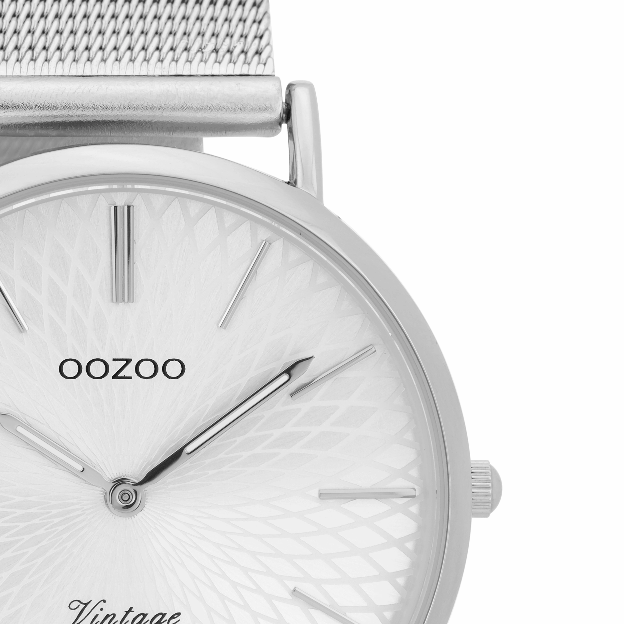 Silver coloured OOZOO watch with metal mesh bracelet - C9341