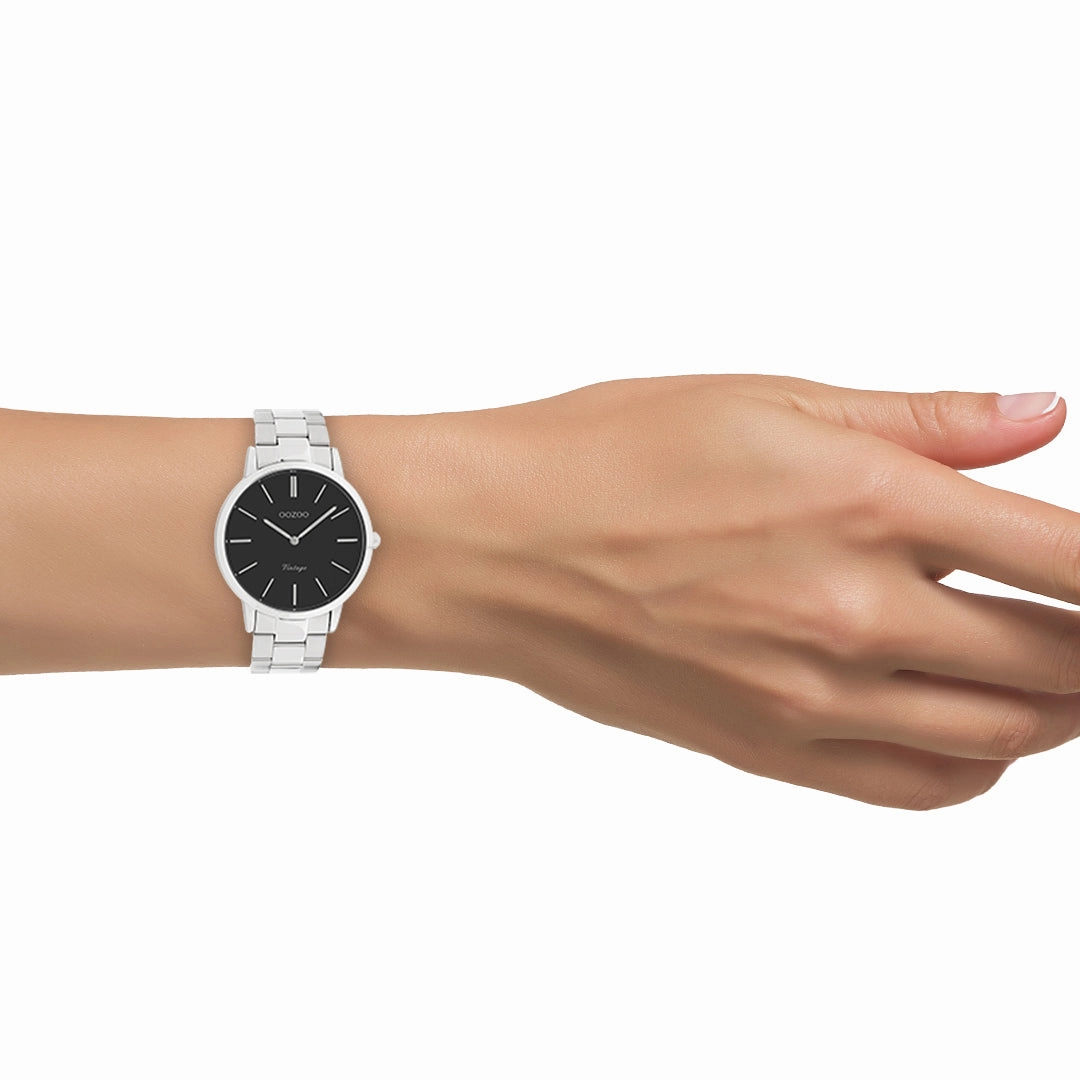 Silver coloured OOZOO watch with stainless steel bracelet - C20031