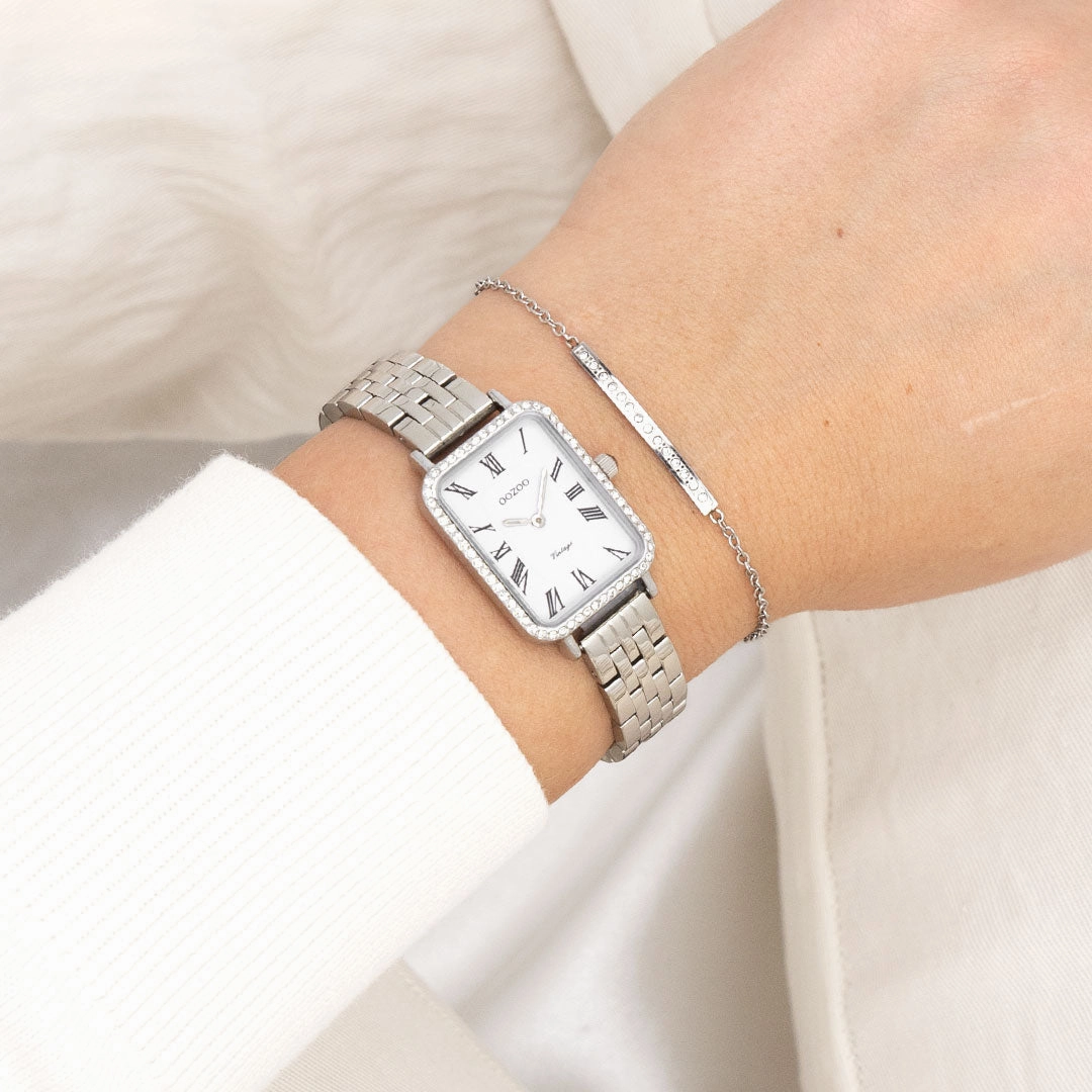 Silver coloured OOZOO watch with stainless steel bracelet - C20413